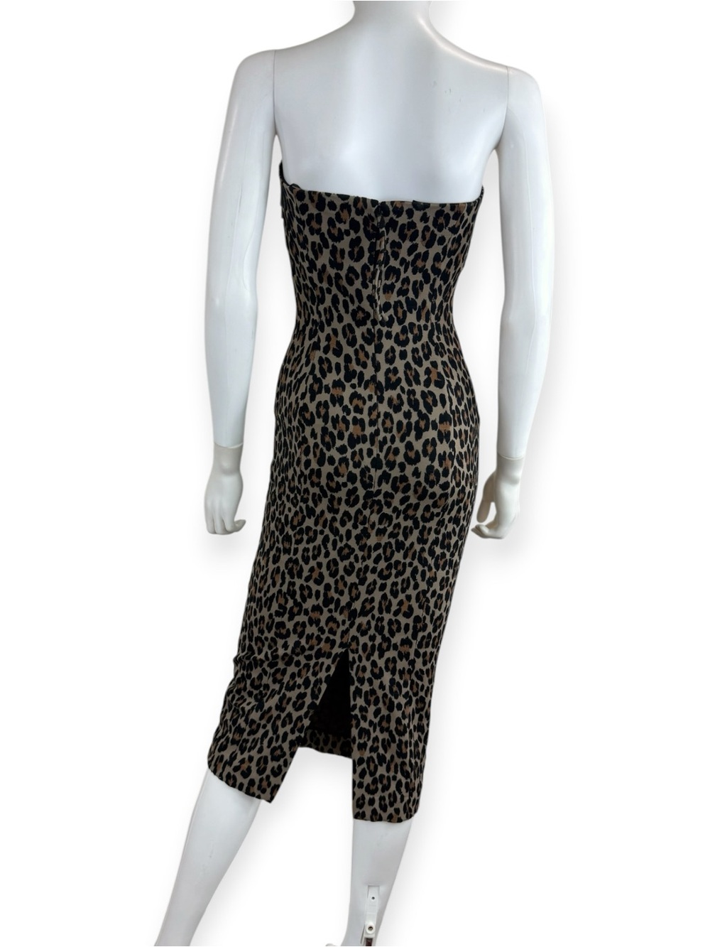 SPANX NWT Brown Leopard Print Strapless Robe Midi Bustier Dress Size XS P0977 - Picture 3 of 11